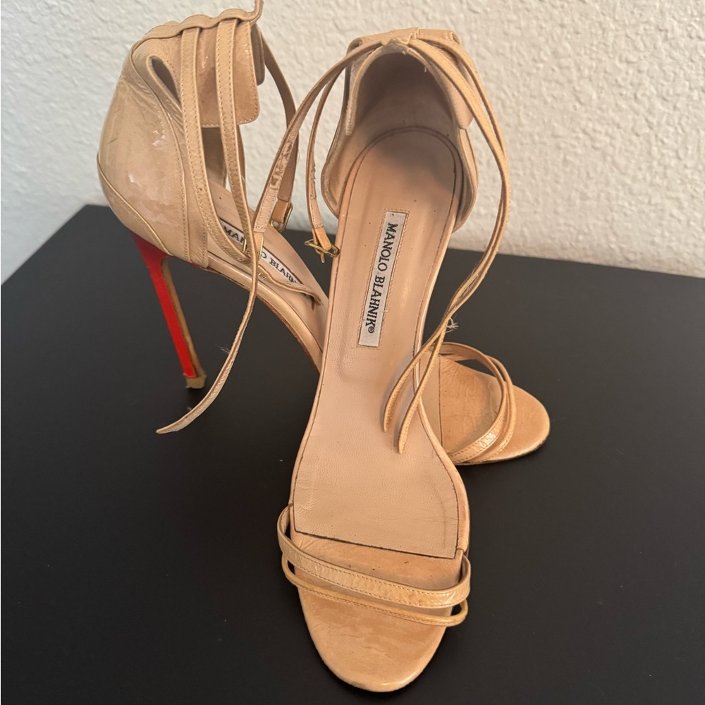 Vintage Manolo Blahnik Beige Strappy Heels